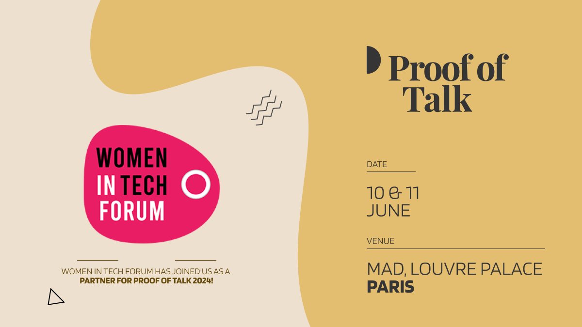 We are glad to announce that the Women in Tech Forum (@WomenInTechFor1) is officially partnering with Proof of Talk 2024!🚀 The Women in Tech Forum is an essential platform for networking, sharing insights, and discovering the latest advancements in technology, all while…