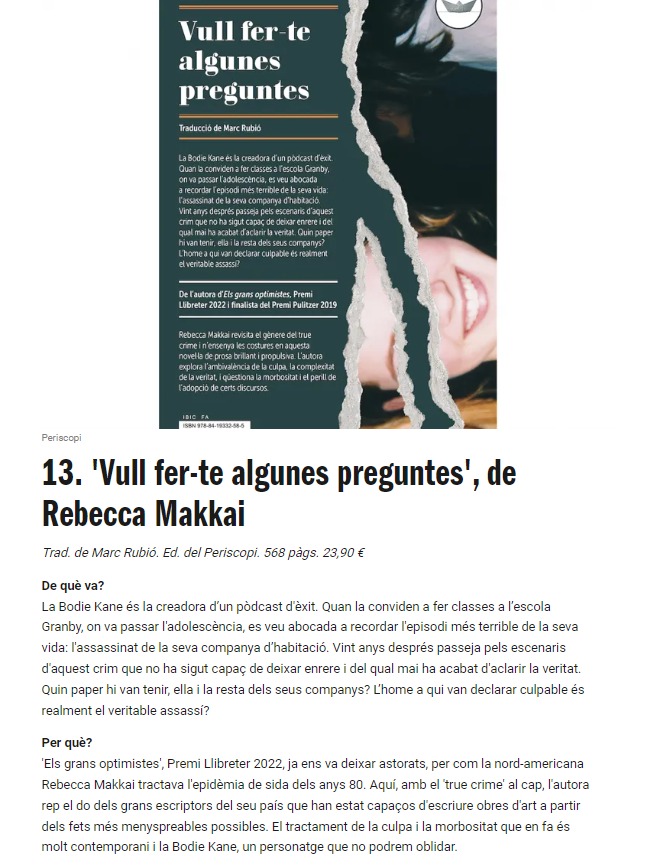Vull fer-te alguns preguntes, de @rebeccamakkai (tr. M. Rubió), és un dels 20 llibres que ni el drac es deixaria perdre a la selecció de llibres per regalar aquest Sant Jordi d'@andgomila per a @TimeOutBCN: timeout.cat/barcelona/ca/q…