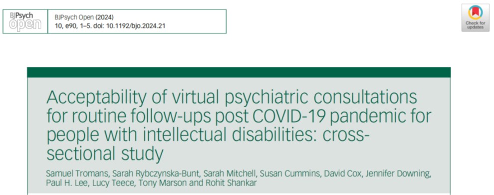 🔊NEW PAPER (OPEN ACCESS)🔊 We investigated the acceptability of virtual consultations for routine psychiatry appointments for people w/ intellectual disabilities. Plz RT!😃 @haritsa1 @LucyTeece @CPFTResearch @CiderCft @SocSciHealth @TheBJPsych Link: doi.org/10.1192/bjo.20…