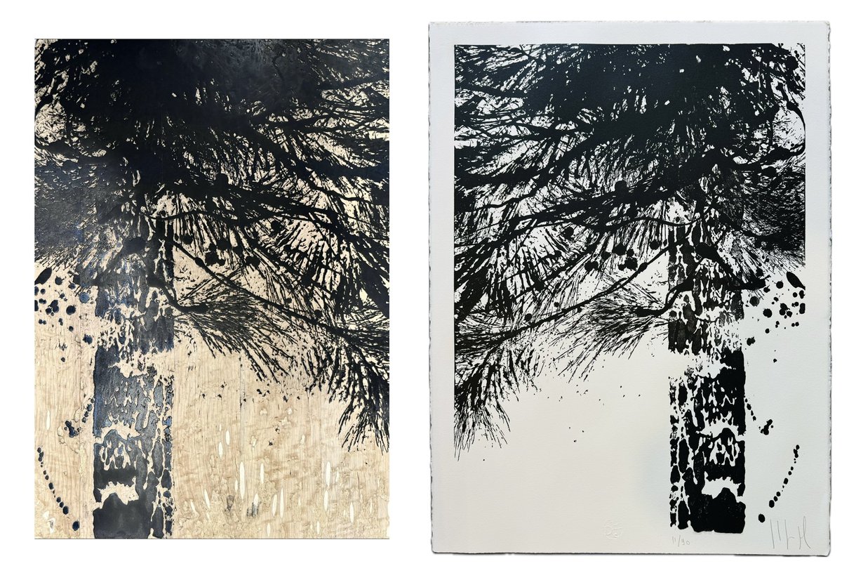Matrice et estampe de l’œuvre de Pierre-Luc Poujol, l’artiste qui expose actuellement au musée Paul Valéry à #Sète.
L’artiste a dessiné directement sur la matrice en bois avant que celle-ci ne soit gravée.
<a href="/MuseeValery/">MUSEE PAUL VALERY</a> #pierrelucpoujol 
ATELIERDPJ.COM