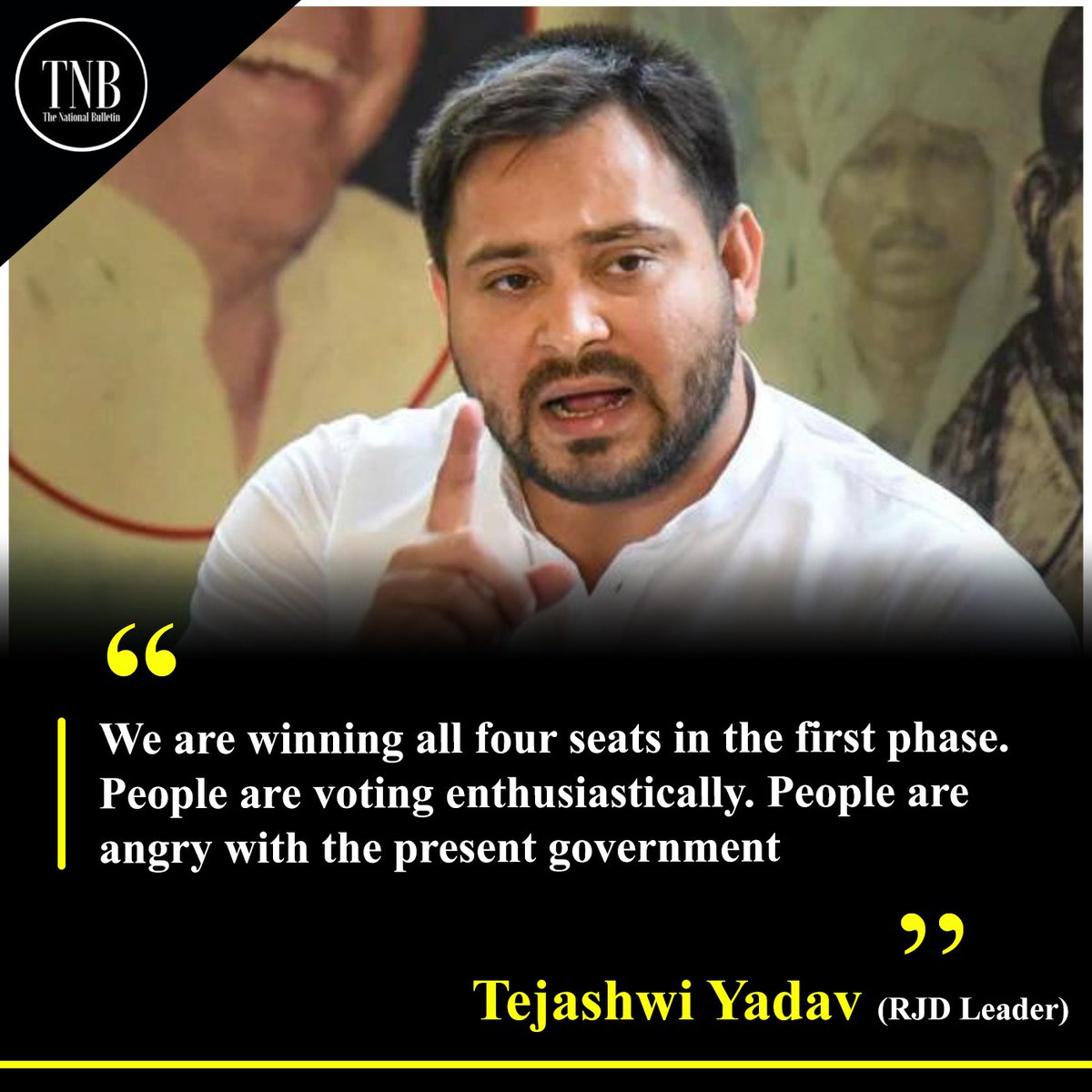 'We are winning all four seats in the first phase. People are voting enthusiastically. People are angry with the present government' @yadavtejashwi (RJD Leader). #TejshwiYadav #RJD #Bihar #LokSabhaElections2024    #LokSabhaElection2024 #LokSabhaElection