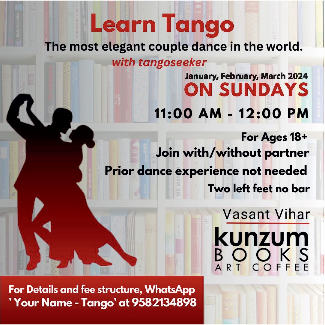 Have you ever fancied learning a ballroom dance style inside a bookstore? Then here’s your chance to do exactly that every Sunday, at Kunzum Books, Vasant Vihar. #tangoargentino #tango #danceclass #kunzum #itsthewayyouthink