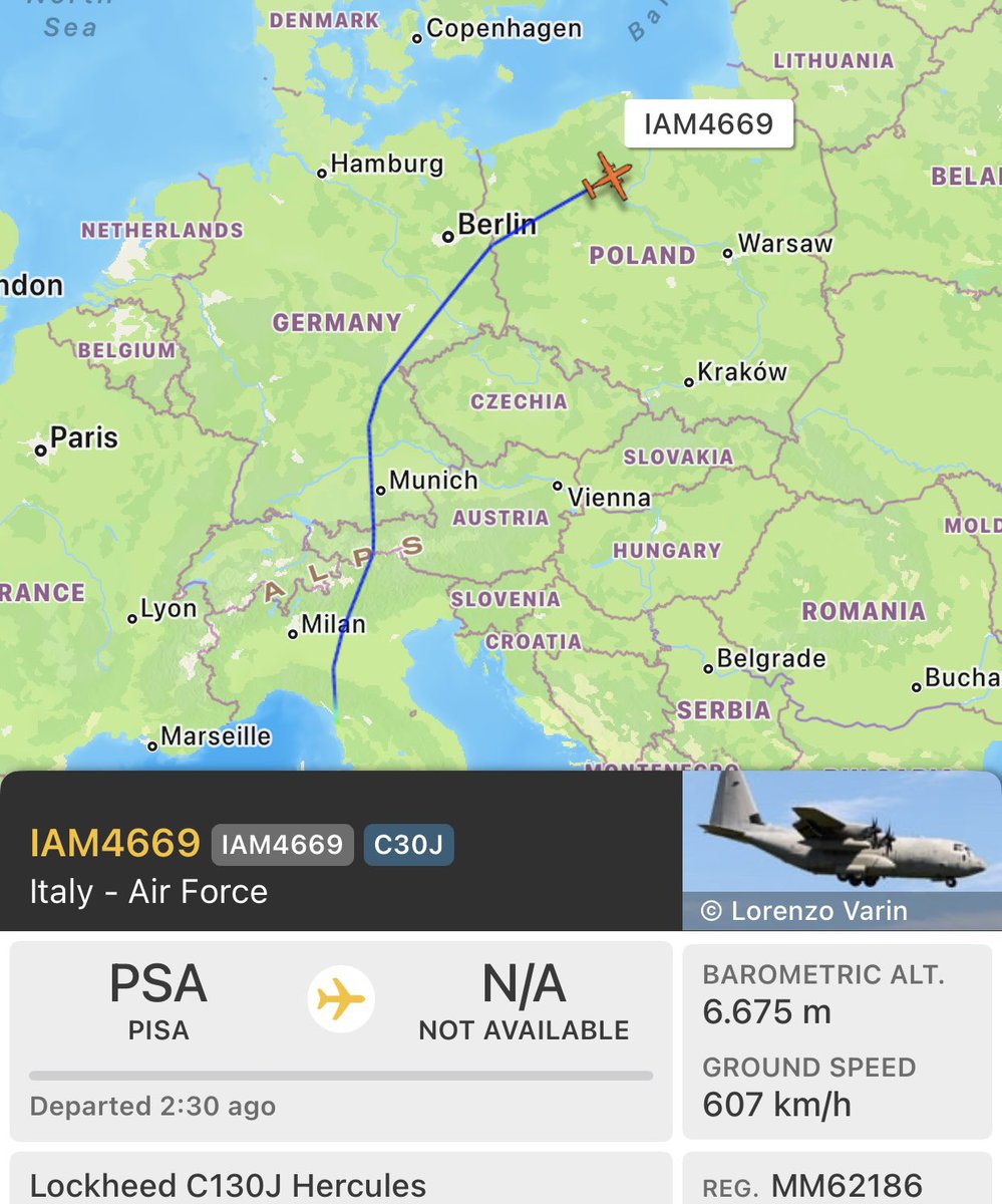 IAM4669 - MM62186 - 33FFEA

Italian C130J Hercules heading east (maybe Malbork Air Base?).