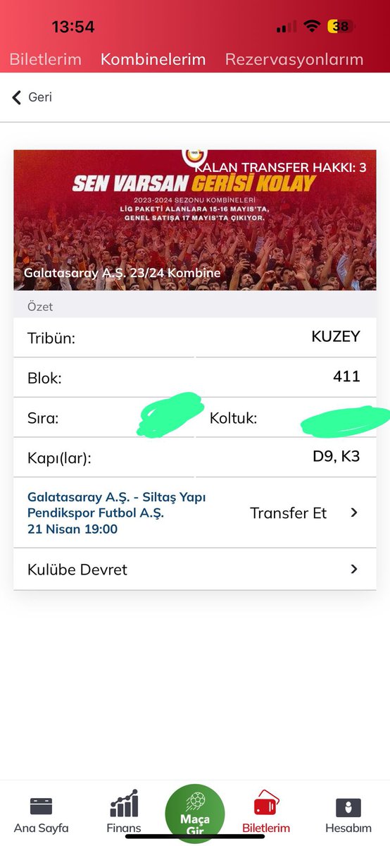 GALATASARAY -  pendikspor maçı KUZEY ÜST 2 adet yan yana bilet mevcut. Yüz yüze yada online transfer yapılır.
#kombine #kombinedevir #kombinedevret #bilet #gs #cimbom #Galatasaray #kombinedevret #kombinetransfer #devir #gs #maçbileti #passolig #biletdevir