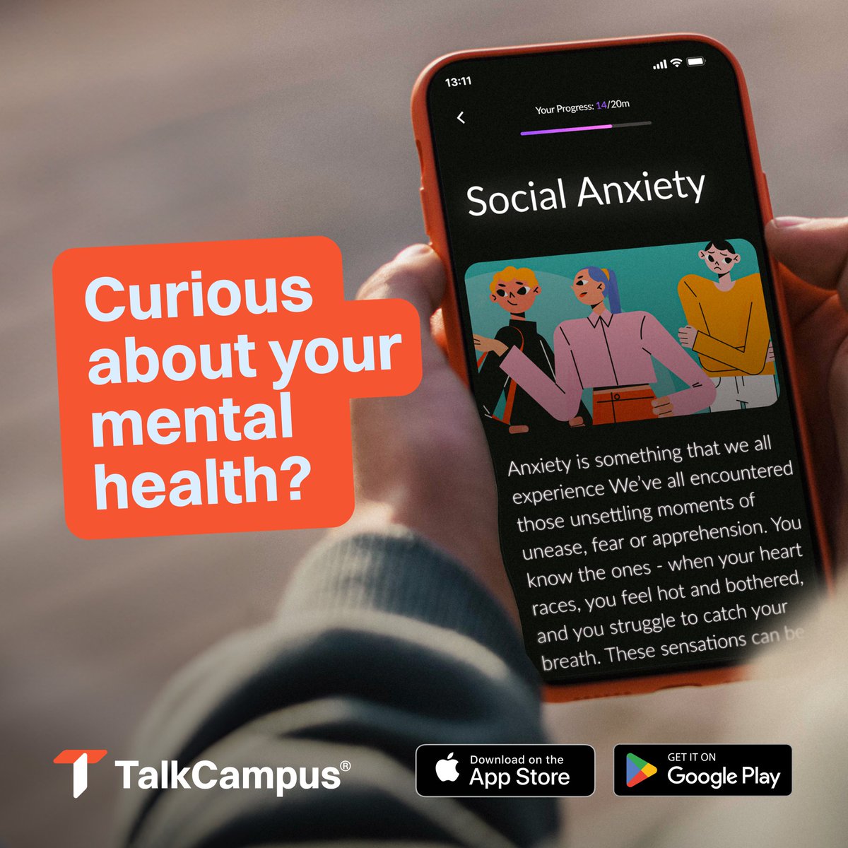 Need a chat? Student life can be a lot sometimes. Download the TalkCampus app to connect anonymously with other students who understand what you're going through. Sign up for free with your student email address at talkcampus.io/sign-up