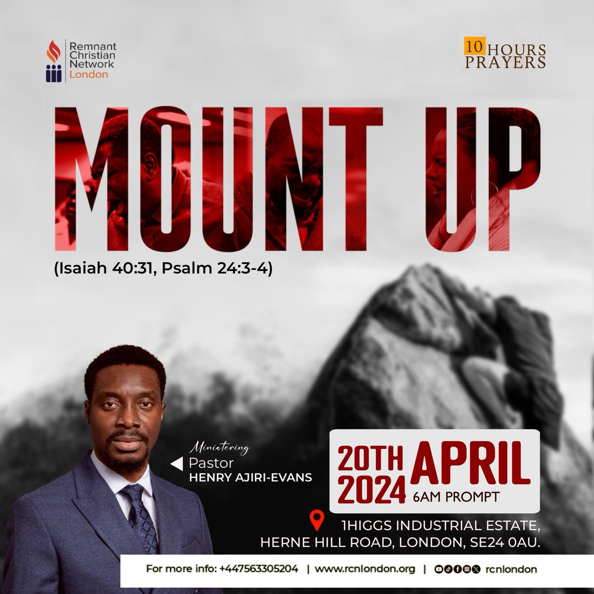 ONLY 1 DAY AWAY from a powerful time of prayer and reflection. Let’s ready our hearts to connect with God! 🙏 #MountUp #10HoursPrayers #RCNLondon