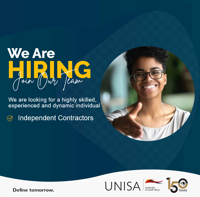 Vacancies @ Unisa – Join our team as highly skilled, experienced and dynamic Independent Contractors to serve on the panel of chairpersons and investigators. ow.ly/Nwv650RiN3t Closing: 30 April 2024 #Unisa150