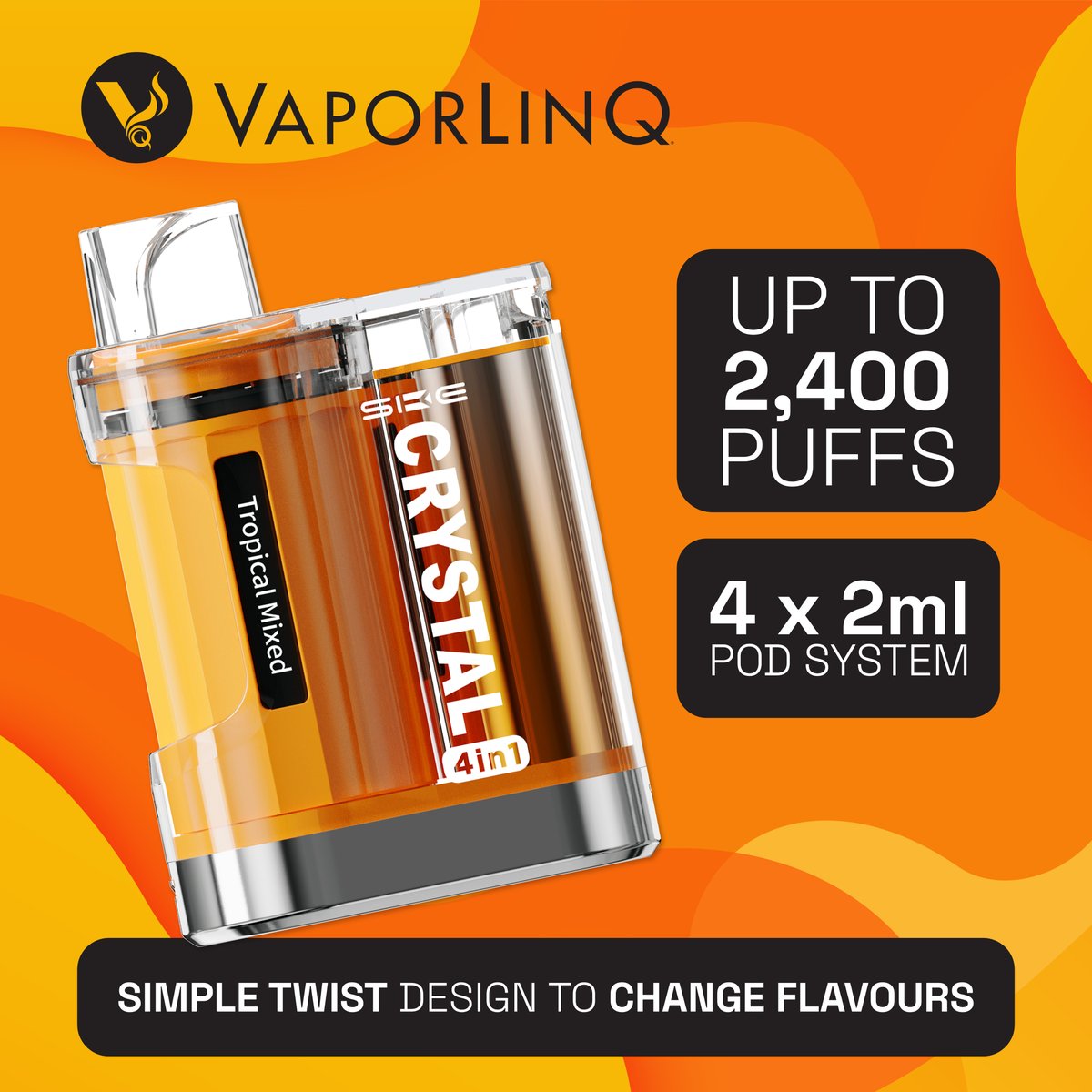 Find the latest products on our website! 👉 vaporlinq.net

SKE Crystal 4in1 is an innovative product that lasts up to 2,400 puffs, which means fewer last-minute trips to the shop. 👍

#VaporLinQ #VapeNation #VapeCloud #Vape #Vapes #VapingSavesLives #QuitSmoking