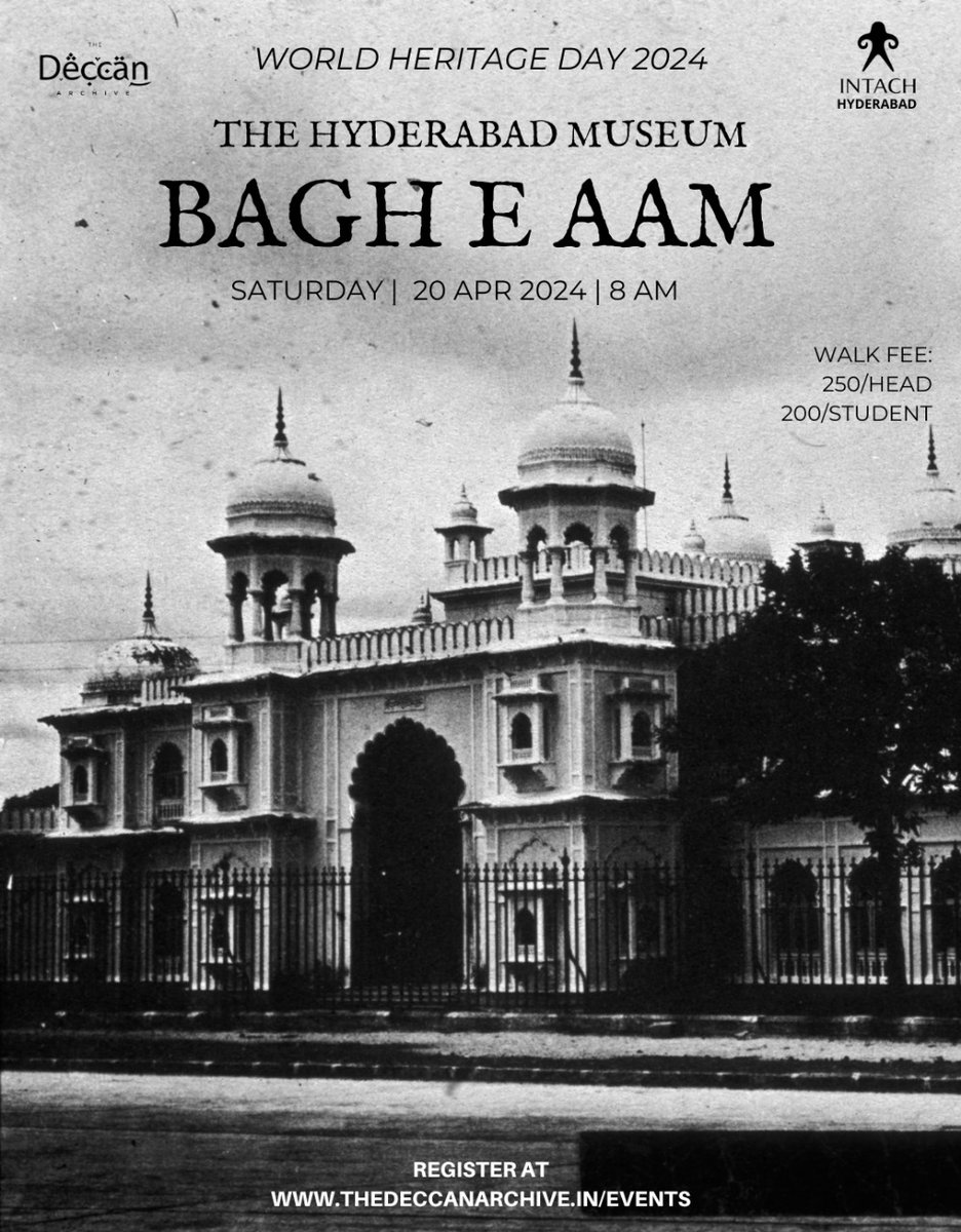 Saturday 20 April 8 AM: *The #Hyderabad Museum Walk* A Museum Walk at the historic Hyderabad Museum, one of the finest collections of sculpture, inscriptions and paintings, in celebration of World Heritage Day 2024! Register here: thedeccanarchive.com/event-details/…