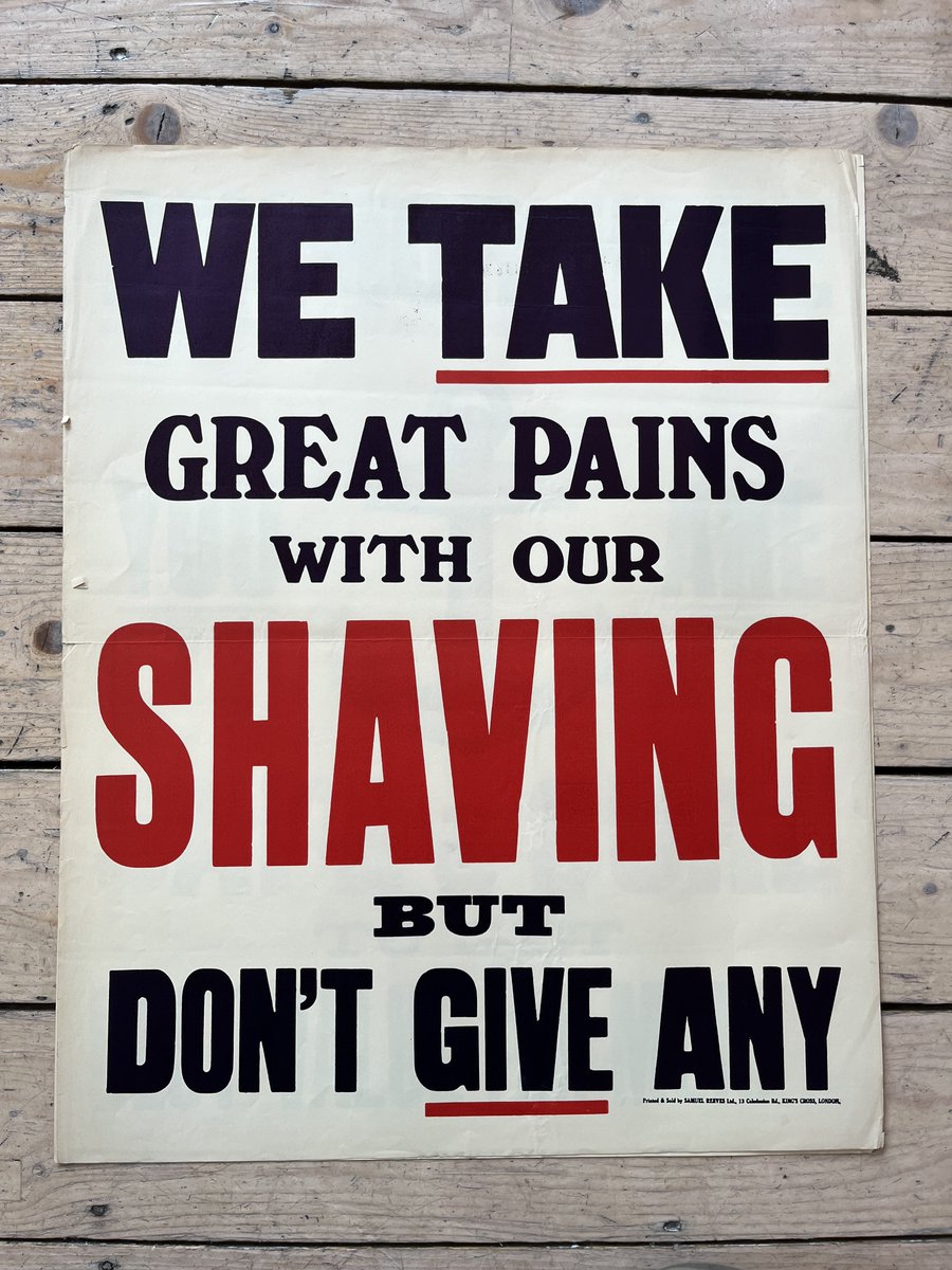 Barber shop poster, printed by Samuel Reeve Ltd, Caledonian Road, c. 1920s