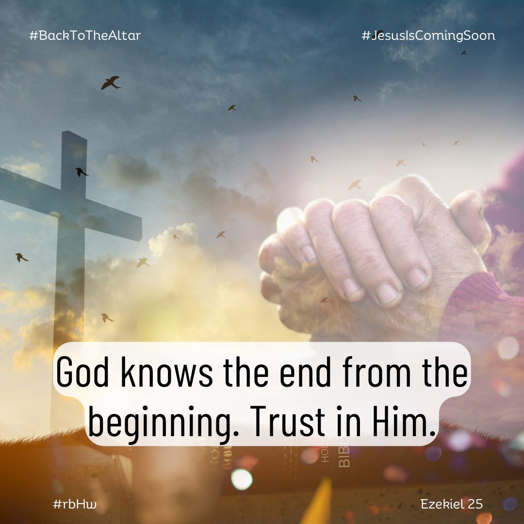 God keeps accurate accounts of nations. Nations rise and fall by God's hand.

#BackToTheAltar #HolySpirit #rbHw Ezekiel 25