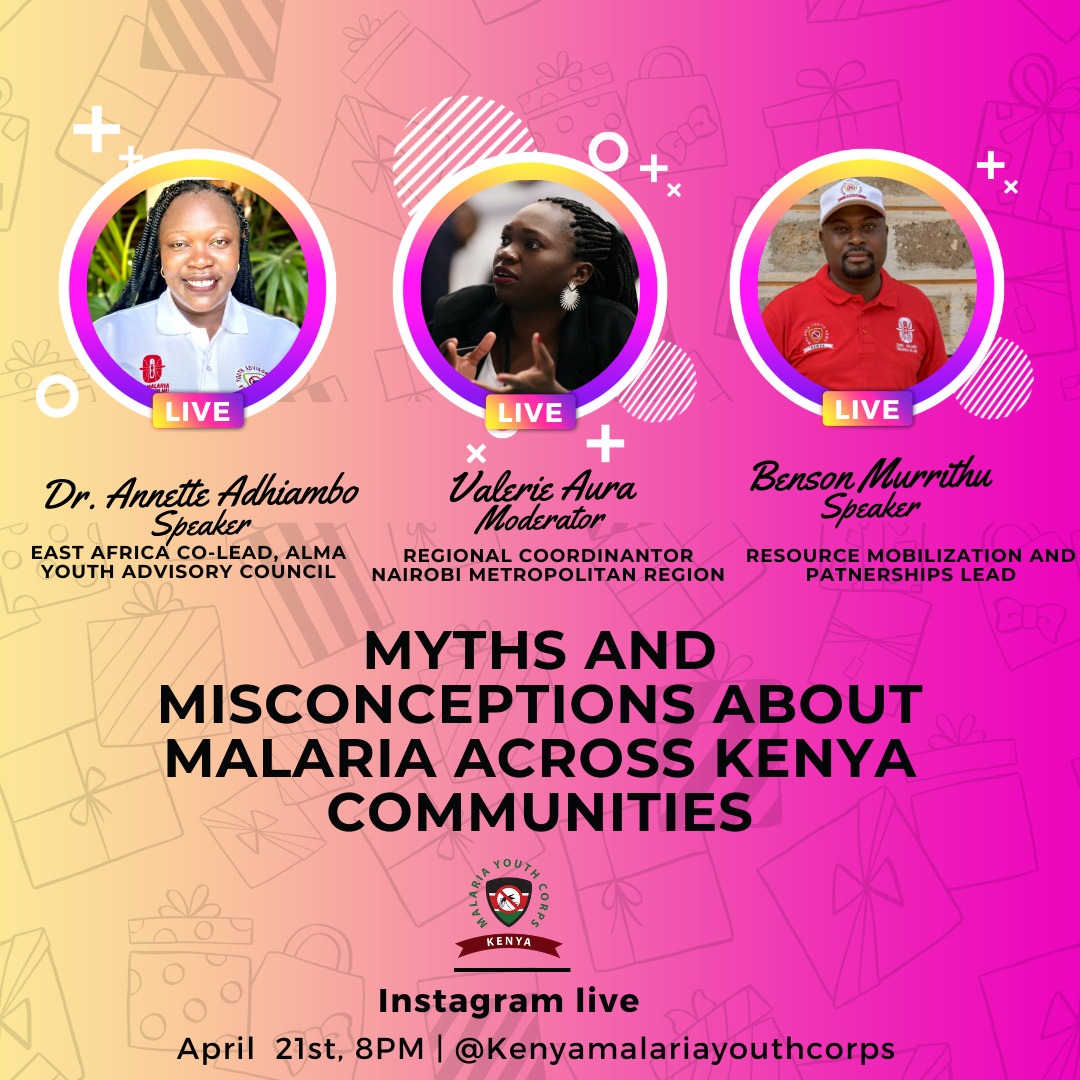 Ready to engage? 

Our IG live discussion is just around the corner. Don't miss your chance to contribute, as we also listen from this knowledgeable panel. 
What a way to be informed as we inform!

#ZeroMalaria 
#ZeroMalariaYouthKE