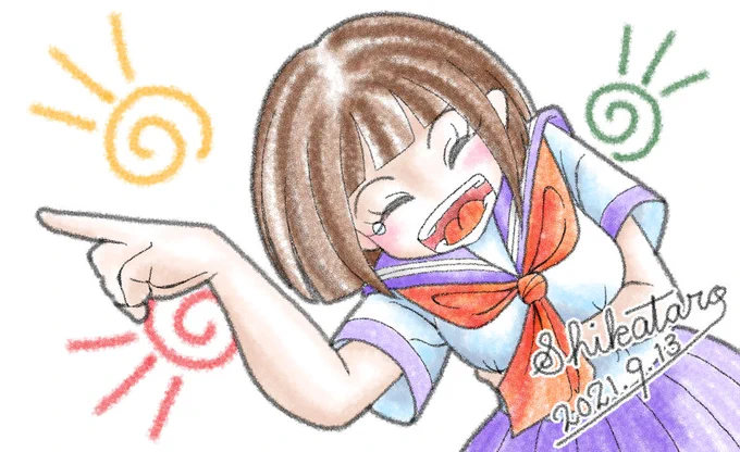 ちょーウケるんですけどぅ～ みたいな感じ 過去絵 #イラスト #オリジナル #CintiqPro13 #CLIPSTUDIOPAINT