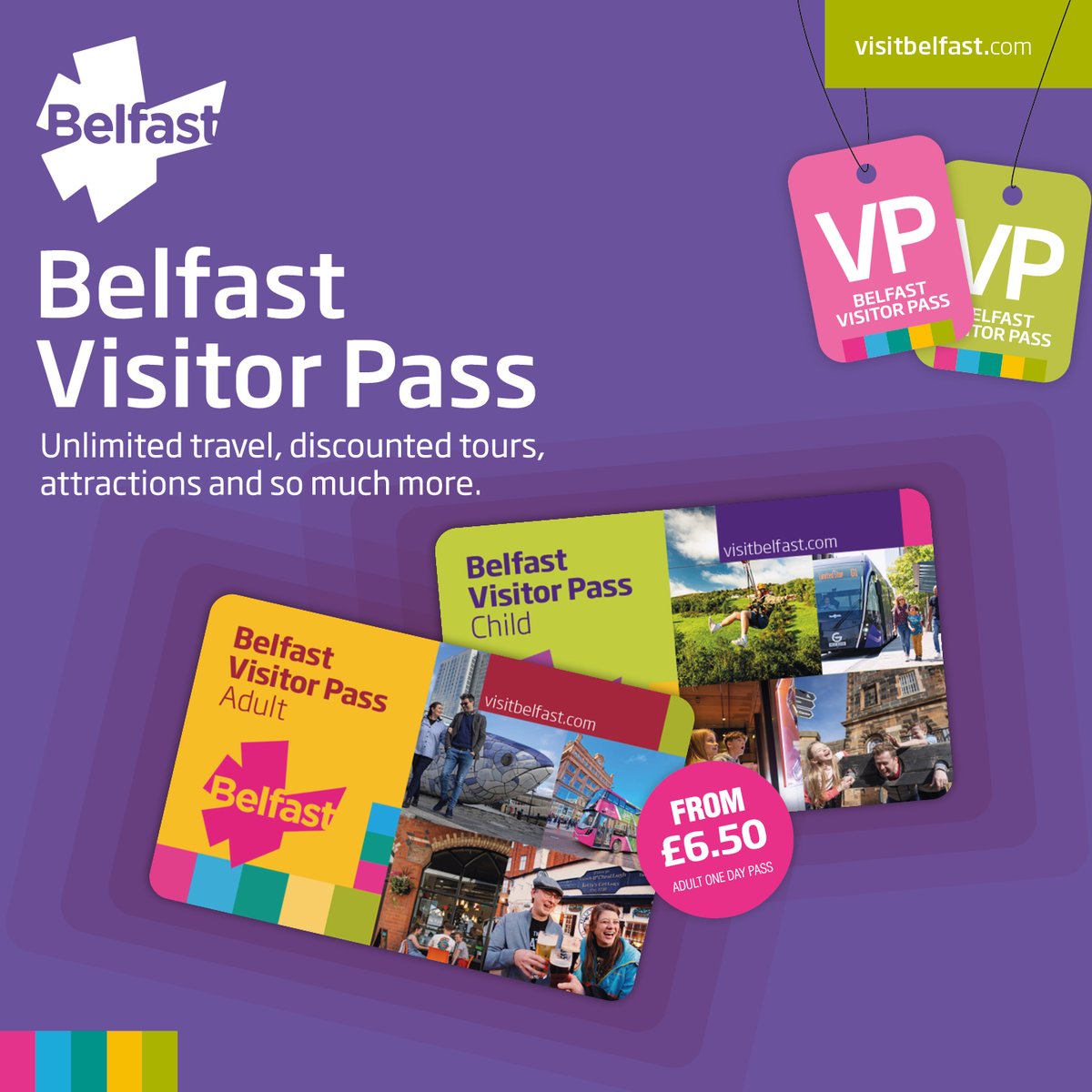 The Belfast Visitor Pass is the perfect ticket to get around Belfast & enjoy all the city has to offer. We have teamed up with @VisitBelfast to give BVP users discounted tours, attractions & more. ℹ️ Find out all about the great discounts 👉 bit.ly/3OWjRiN