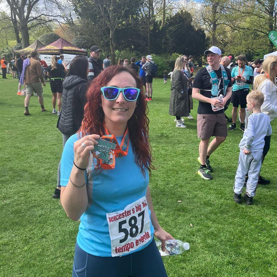 Recently Sally completed the Leicester 10k as part of her training for @cr_uk race for life. Follow the link to donate:  buff.ly/4abWgn0 #raceforlife #cancerresearch #10k #charity #merch #branding