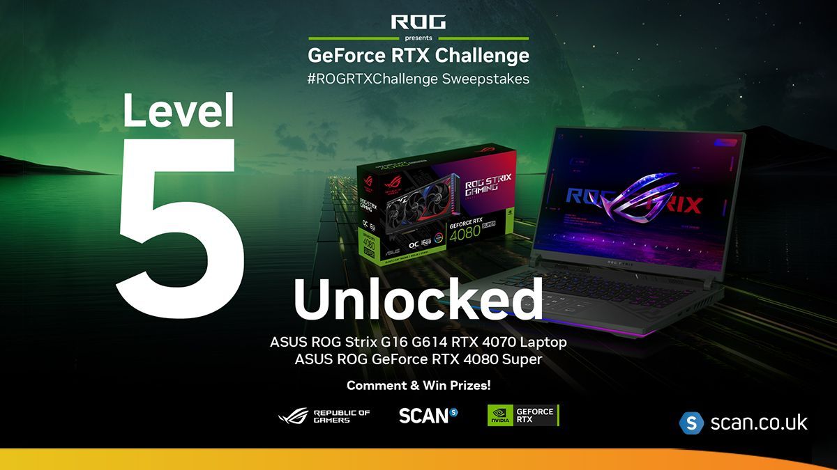 Level 5 of the #ROGRTXChallenge has been unlocked! Head over to @NVIDIAGeForceUK to enter! Gear up during the event! View our exclusive deals here -> buff.ly/3xOjZLx