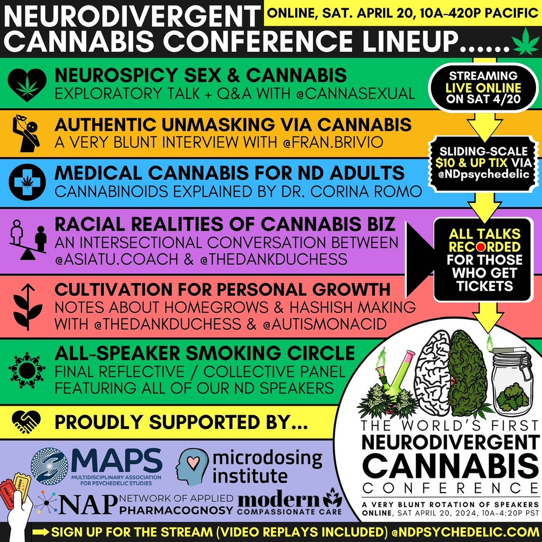 Tomorrow, the first ever neurodivergent cannabis conference will take place, hosting a range of interesting cannabis-related talks. Head over to ndpsychedelic.com/tickets to grab your tickets 🍃