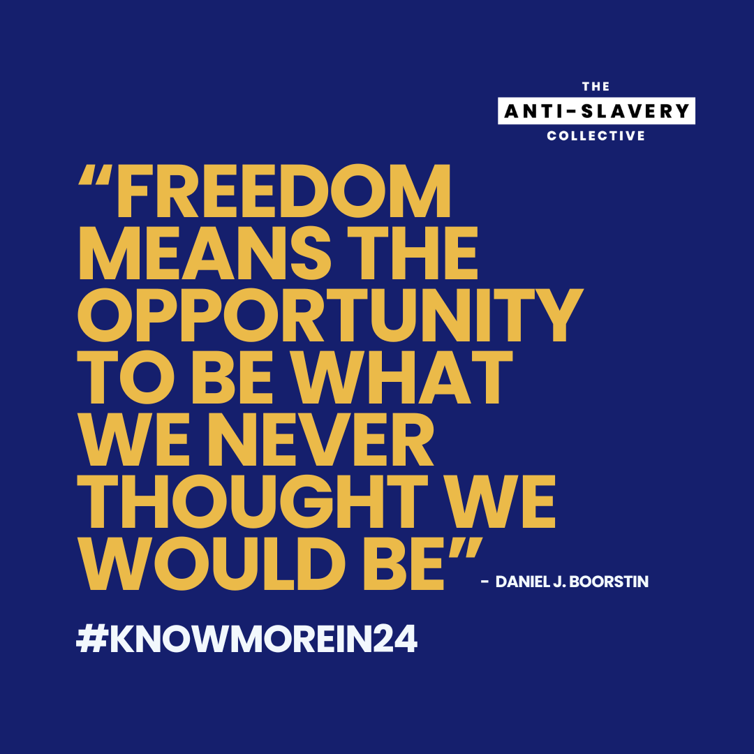 Join Know More in 2024 our latest campaign highlighting the importance of the world needing to know more about modern slavery. Stand with survivors and learn more so you can #KnowMorein24 theantislaverycollective.org #humantrafficking #antislavery #supportsurvivors