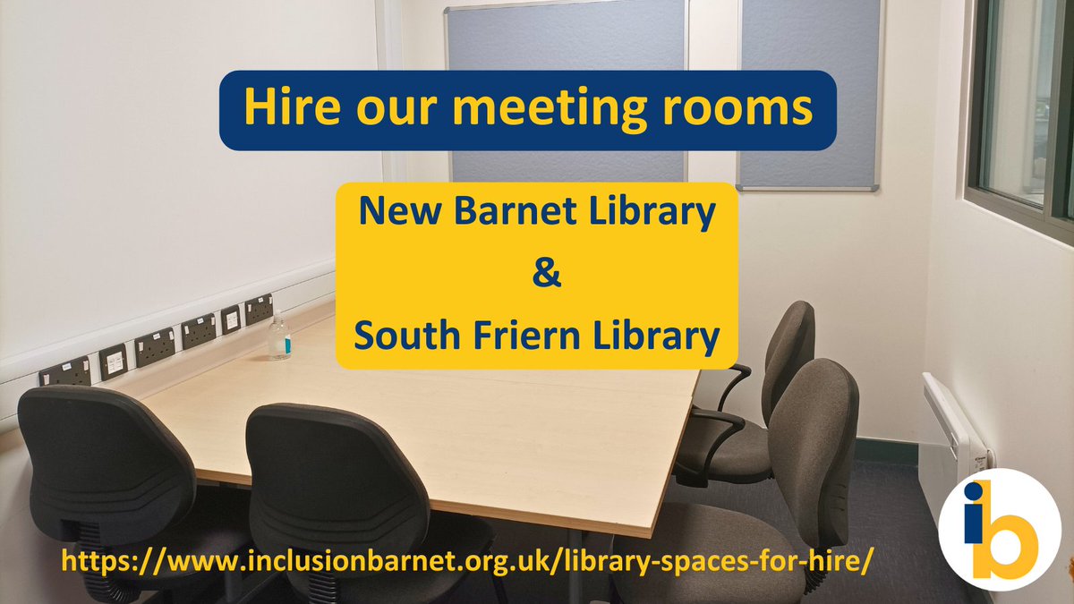 Did you know we have spaces to hire? Our libraries in New Barnet and South Friern have meeting rooms accommodating 4 to 30 people. Great for work meetings, community events or informal get-togethers! Book on our website: inclusionbarnet.org.uk/library-spaces… @NewBarnetLib @SouthFriernLib