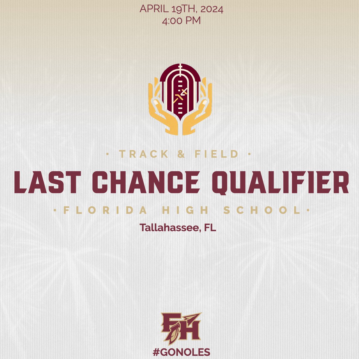 • Meetday • Florida High's Middle School Last Chance Qualifier track meet happens today! Support these athletes, Noles! Let's Go! Time: 4:00 PM Location: Florida High