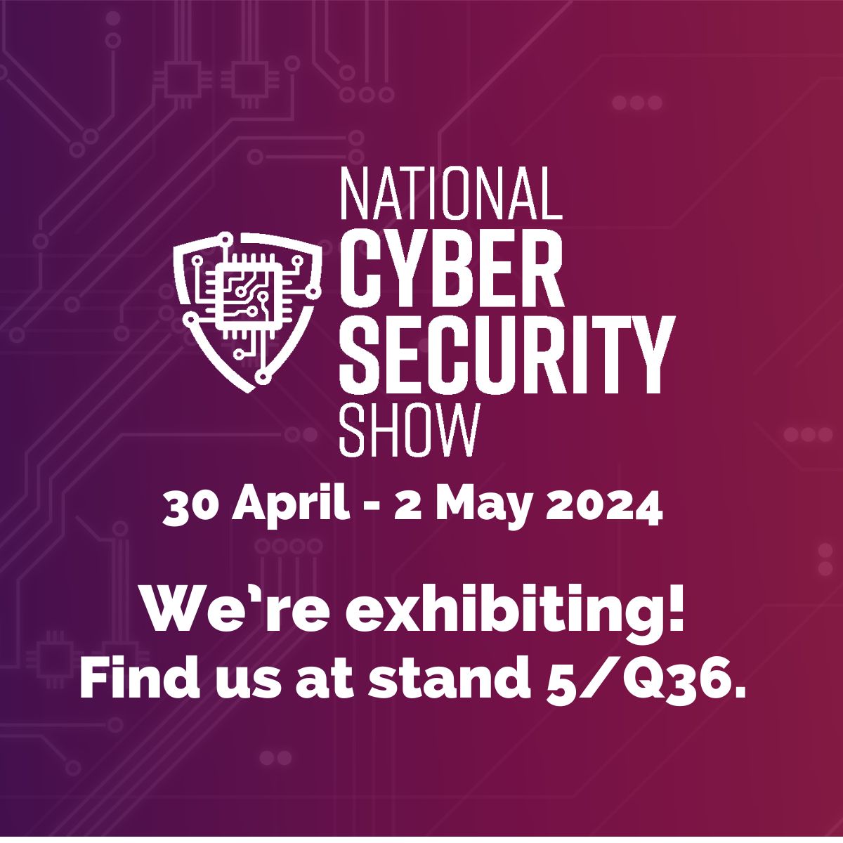 We're very proud to announce that we'll be exhibiting at the National Cyber Security show at the NEC at the end of this month. 💥 You can sign up for tickets here: rfg.circdata.com/publish/NCSS20… And make sure to pop along and see us - you can find us at stand 5/Q36!