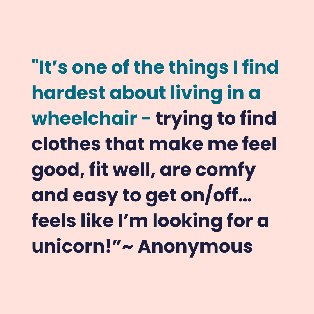 Sheila's survey last August asked the muscle wasting community about fashion and accessibility, revealing design insights and barriers to shopping. 

Now, she's crafting workshops for designers: shorturl.at/aLMQR