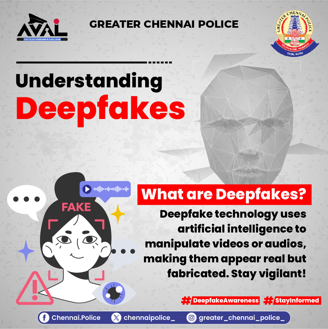 chennaipolice_'s tweet photo. Playful mistakes can lead to significant consequences. Utilize technology responsibly and raise awareness about deepfake fraud.
#அவள் #காவல் #aval #avalbygcp #avalsafety #avalawareness #GCPAVAL https://t.co/LWJUPeOH55
