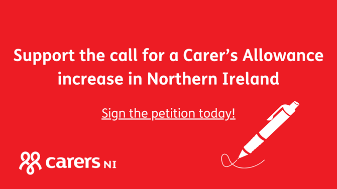 Carers NI petition. Carers NI have launched a petition calling on the Communities Minister to increase the value of Carer's allowance . 48% of recipients of Carers Allowance are living in poverty and are relying on food banks or taking on debt. lght.ly/iliocoa