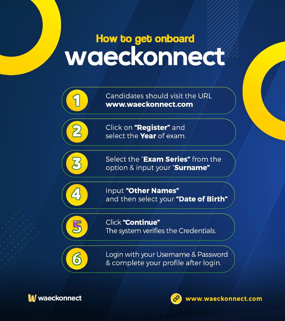 waecnigeria's tweet photo. Have you gotten your WAEC registration number?
Don’t be left behind, join the community and get connected with WAECkonnect.
Log on to https://t.co/rxhVfQsIsn to get started.
#WaecKonnect
# Getstarted https://t.co/EFMtme5HQZ