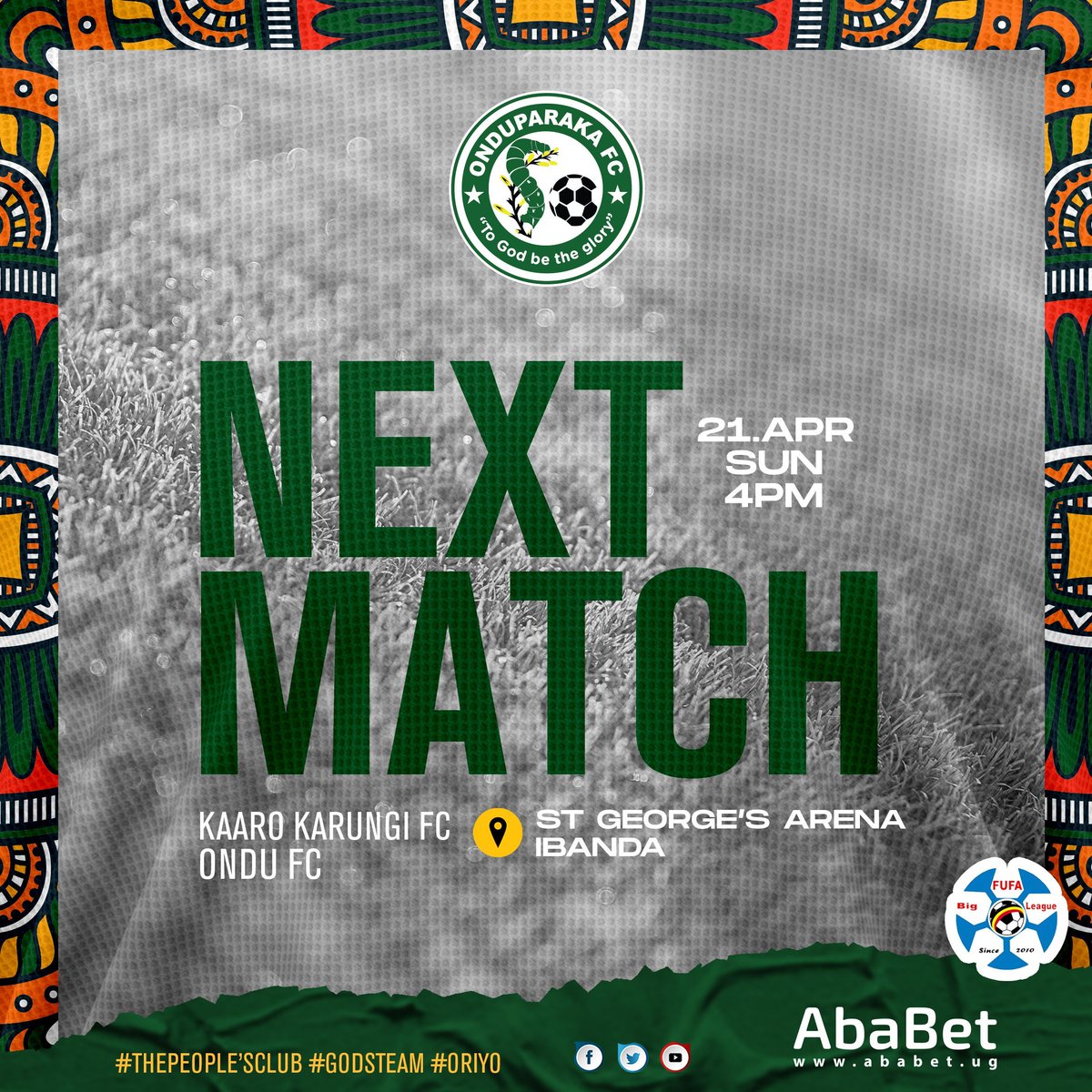 NEXT MATCH | #KAARONDU

A Very Long trip to Ibanda this Sunday...

#AmaOnduparaka