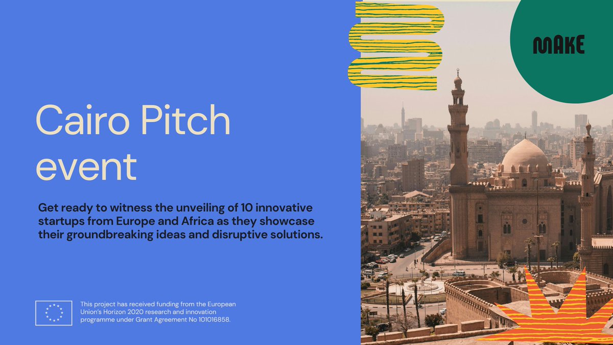 mAkE (@makeafricaeu) on Twitter photo The Cairo event is approaching!
📅 May 10
🌍 Don’t miss out on networking opportunities & insider insights into Africa’s startup ecosystem. Be part of the next big investment wave in Africa!
Sign up here: makeafricaeu.org/pitch-event/
By <a href="/GreentecF/">GreenTec Capital Africa Foundation</a> within #makeafricaeu
#H2020 The Cairo event is approaching!
📅 May 10
🌍 Don’t miss out on networking opportunities & insider insights into Africa’s startup ecosystem. Be part of the next big investment wave in Africa!
Sign up here: makeafricaeu.org/pitch-event/
By <a href="/GreentecF/">GreenTec Capital Africa Foundation</a> within #makeafricaeu
#H2020