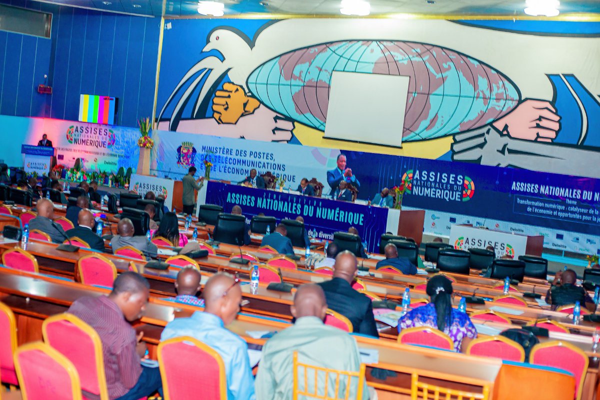 AssisesnumCG's tweet photo. Ce 18 avril s'est tenu la cérémonie d'ouverture de la 2ème édition des @AssisesnumCG,  au Palais des Congrès de Brazzaville, présidée par le Ministre des Postes, des Télécommunications et de l'Économie Numérique, @LeonJuste. https://t.co/OvAyjOWo5g