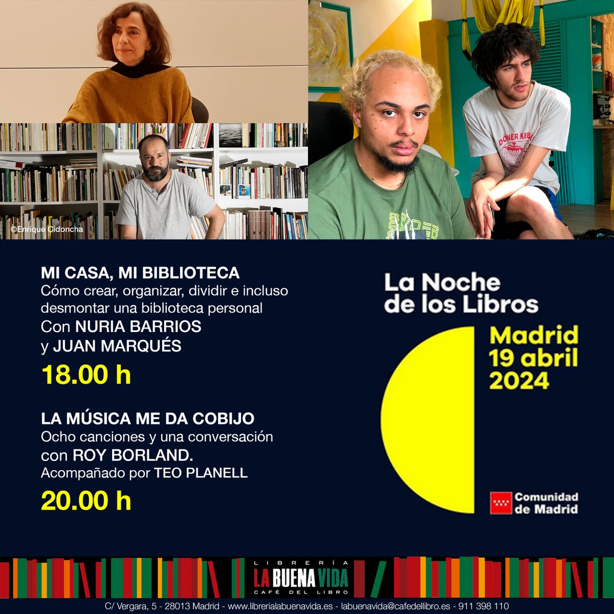 Inauguramos Zona Reservada, nuestro espacio para los más jóvenes. Y celebramos #LaNochedelosLibros con dos actividades acompañados de Nuria Barrios, Juan Marqués, Roy Borland y Teo Planell. Tres razones para venir a vernos hoy. @lanochelibros @libreriasmadrid @todostuslibros_