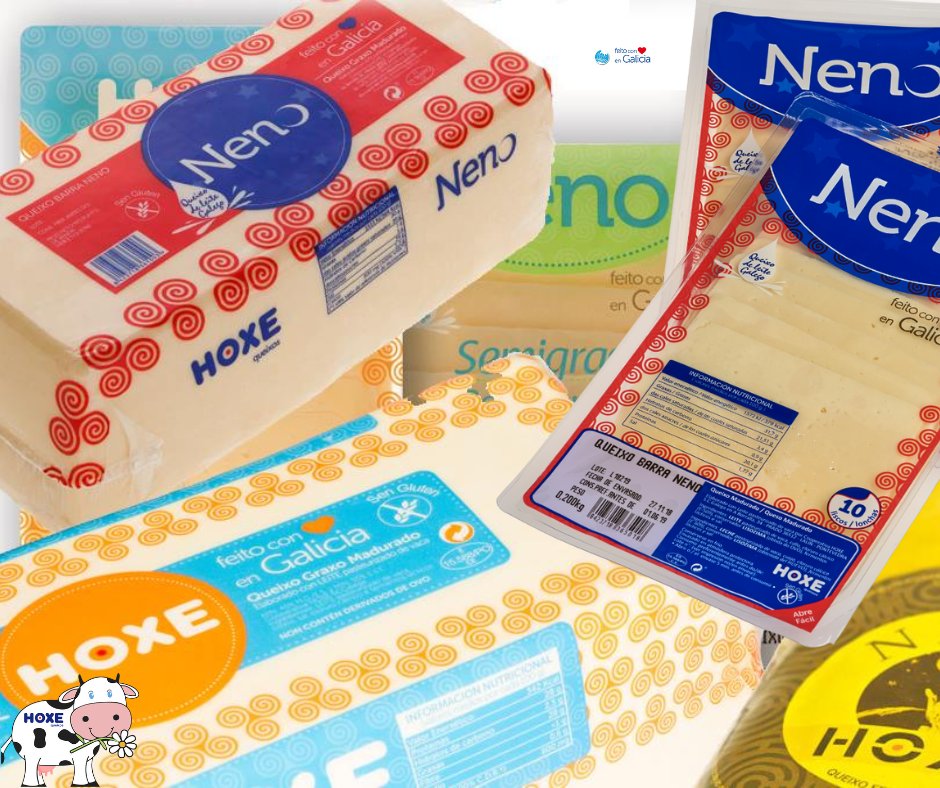 Os queixos HOXE pódelos atopar en liscos ou ao corte no teu supermercado. Son ideais para sándwich e bocadillos, tamén para pizzas e hamburguesas, xa que funden moi ben!! 😉🧀💚💛🍔🍕🥪🍀💙
#HOXEQueixos #QueixosGalegos