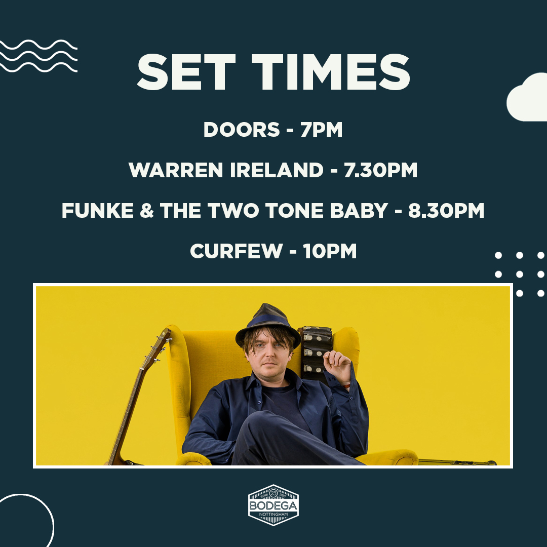 SET TIMES One man sonic explosion @funke2tonebaby is back in the Midlands tonight alongside Warren Ireland. Tickets remain on the door and there's pints pre/post show pints, PLUS Disco Kitchen serving up the grub in Cobden too. Niiiiice.