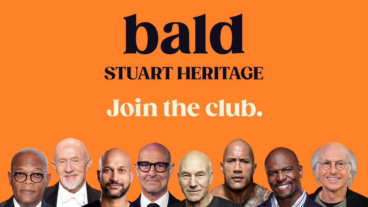 Now you too can join the bald club, with #Bald by @stuheritage Bald is a self-deprecating, funny and genuinely helpful guide to being bald: what really happens, why it matters and how to feel much less crap about it. Out now! profilebooks.com/work/bald/