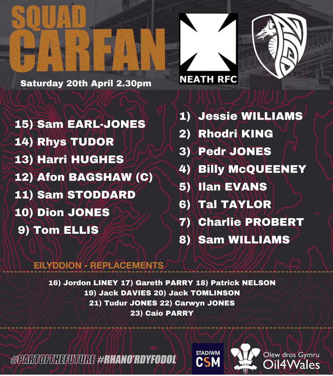 Team News – Newyddion Tîm Afon breaks the RGC appearance record. U18s scrum-half Tudur Jones named on the bench.