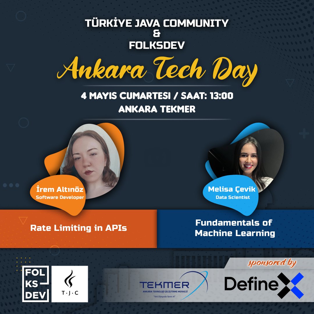 🚀 Türkiye Java Community & Folksdev - Ankara Tech Day @turkiyejavacom ve @folksdevtv olarak, Ankara Tekmer'de bir araya geliyoruz! İşte detaylar 👇 🎙️ @iremaltnz_ & @celisamevik 📍 @AnkaraTekmer 📅 4 Mayıs 2024 | 🕓 13.00 🔗 Katılım için: kommunity.com/turkiye-java-c…
