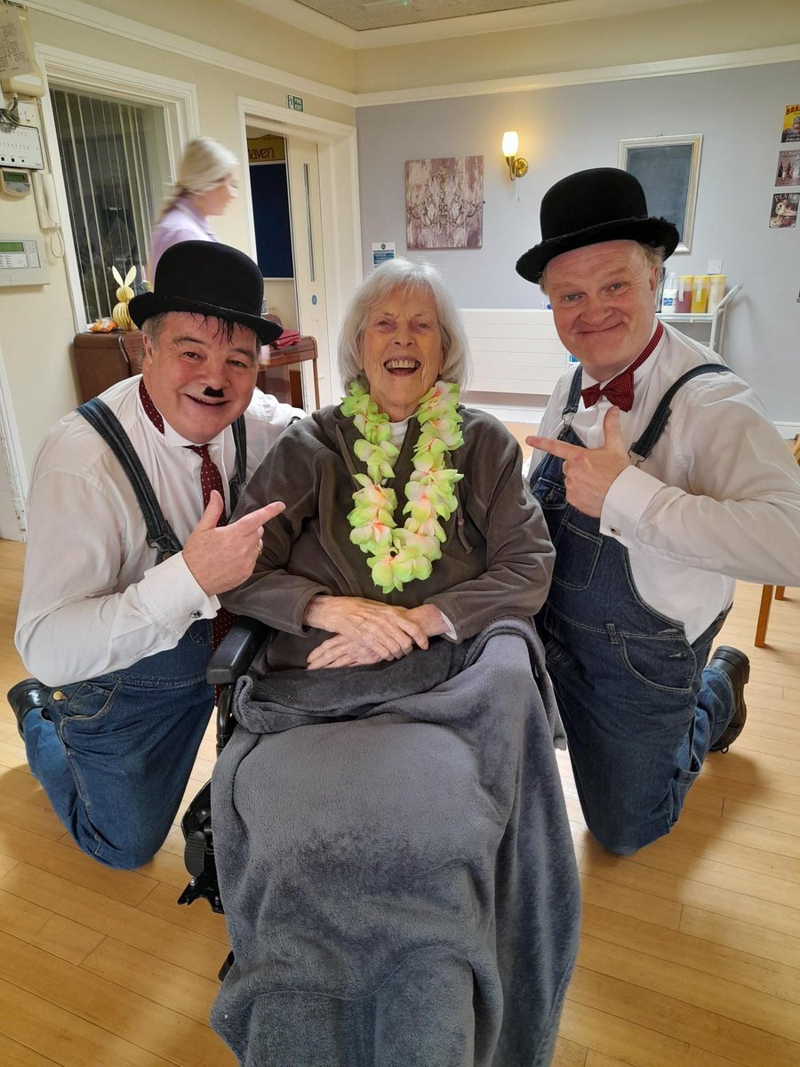 💚 Enjoying a BRILLIANT afternoon with Laurel & Hardy at James Page House! 💚 Fabulous entertainment - enjoyed by everyone. 💚 Find our more about James Page House buff.ly/3zV0T2Z #ProudToBeParkhaven #charity #notforprofit #values #kindness #care #excellence