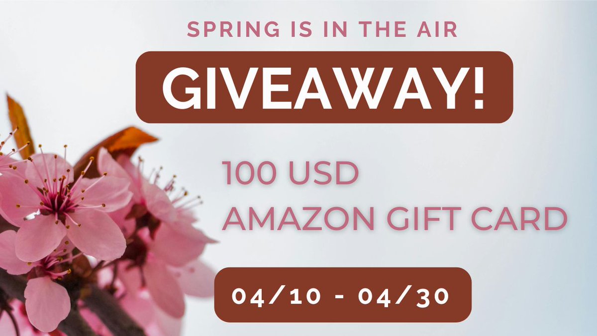 🌻 It’s Springtime!🌻Spring Is in the Air! 🌻 Spring Is in the Air Giveaway from 04/10/24 to 04/30/24 If you're hoping to win a $100 Amazon GC prize, follow 10 authors on Bookbub who write in Crime, Horror, Suspense and Thriller. To enter the giveaway: tinyurl.com/yzymh72w
