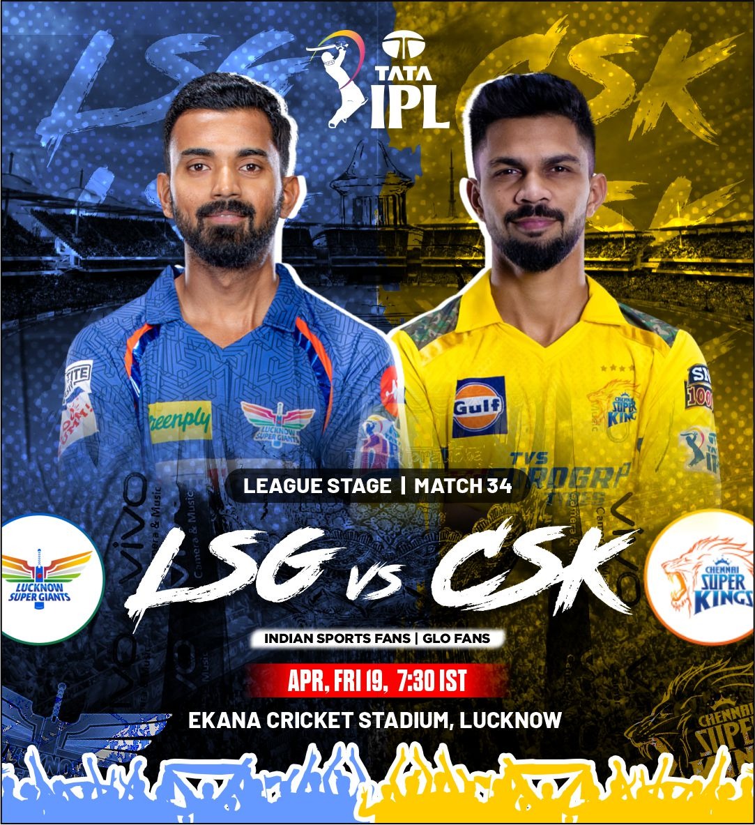 IPL 2024 Match 34 Lucknow Super Giants 🆚 Chennai Super Kings 🏟️ Ekana Cricket Stadium, Lucknow 🕢 7:30 PM (IST) #LSGvsCSM #IPL2024 #Trending #BreakingNews #CricketTwitter