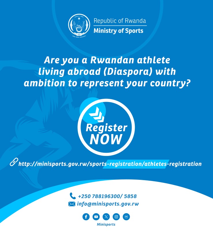Rwanda Sports calls on all Talented and Ambitious Rwandan Athletes from the diaspora to play for the Motherland in various sports disciplines. Please fill out and submit the form below. minisports.gov.rw/sports-registr…