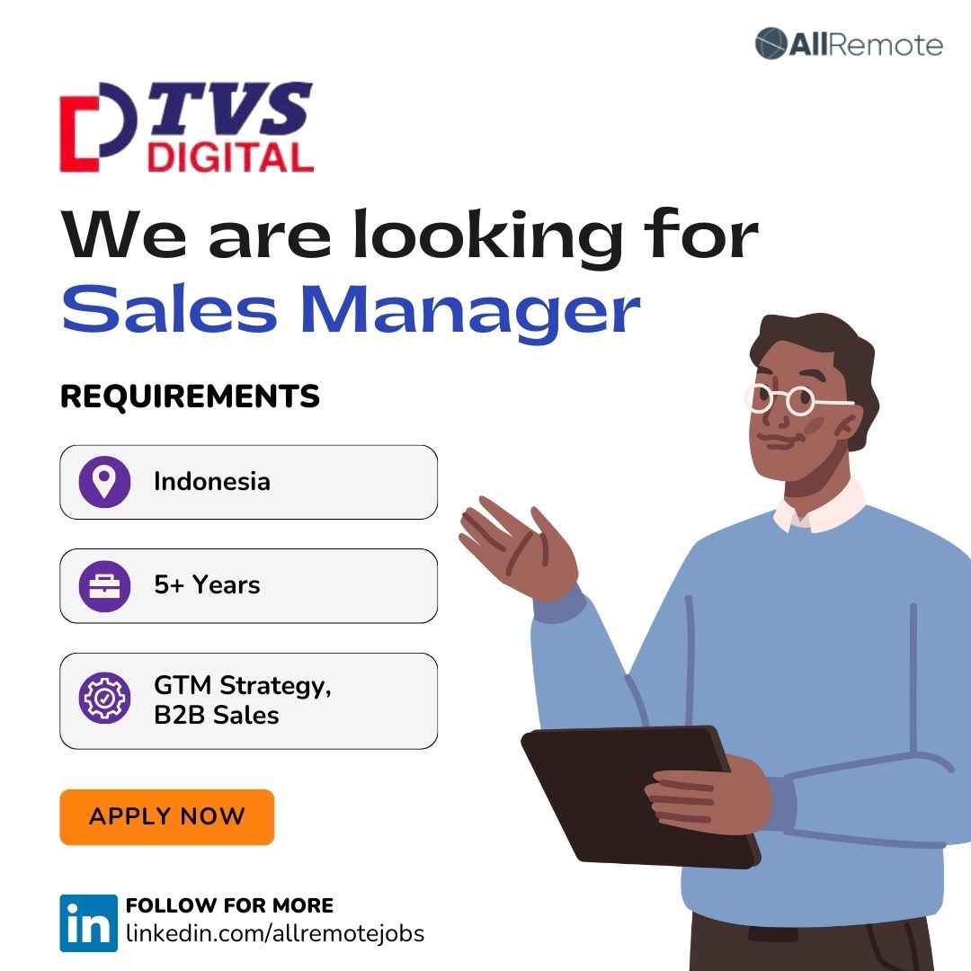 TVS Digital, a Singapore-based startup, specializes in Automotive and Fintech solutions, leveraging cutting-edge technologies like AI, IoT, and AR. They are hiring for Sales Manager in Indonesia.

Apply now
👉 forms.gle/RVLj42shSW4omG…

#salesmanager #salesmanagement