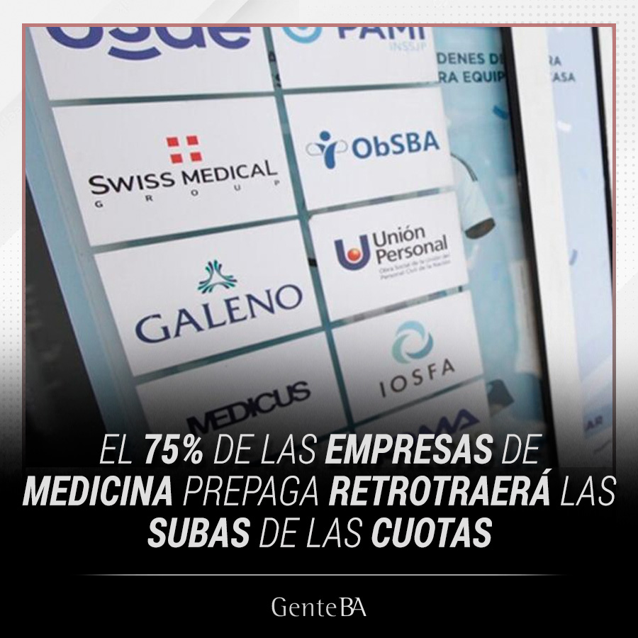 Lo anunció el Gobierno. Se trata de las firmas Galeno, Hospital Británico, Hospital Alemán, Medifé, Swiss Medical, Omint y OSDE.

#prepagas #salud #cuota #anuncio #gobierno #galeno #medife #omint #osde #swissmedical