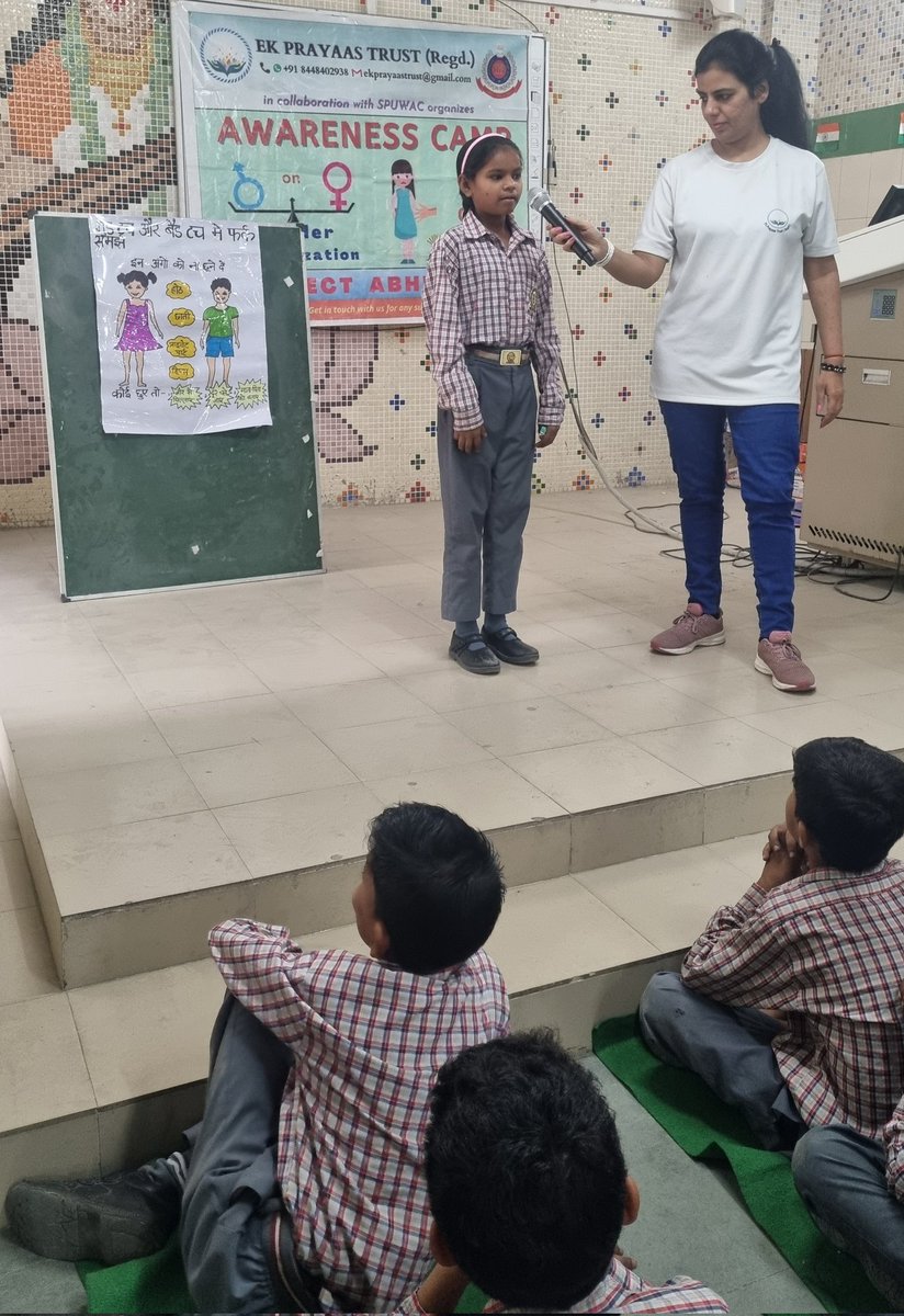 Conducted a workshop on Safe and Unsafe Touch for the students of #MCP School, B2B JANAKPURI. 
Important tips and tricks were shared with them. 74 students benefitted from the workshop.
#EkPrayaasTrust @VidyanjaliDelhi @DCPWestDelhi