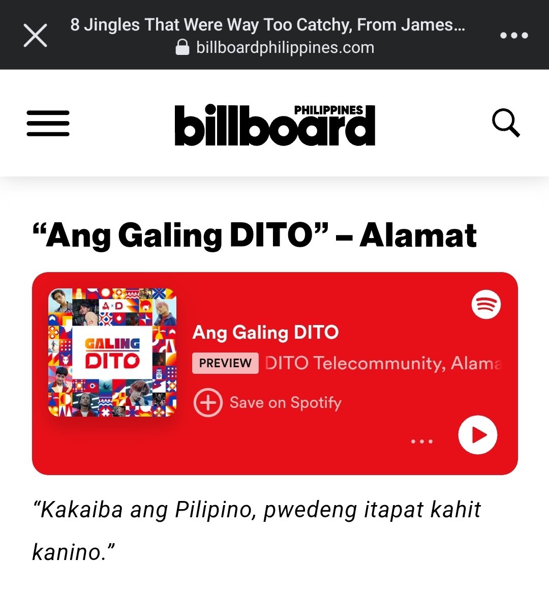 #ALAMAT Ang Galing DITO featured on Billboard PH! 👇🏻

#GalingDITO #DITOwithAlamat
@DITOphofficial @Official_ALAMAT