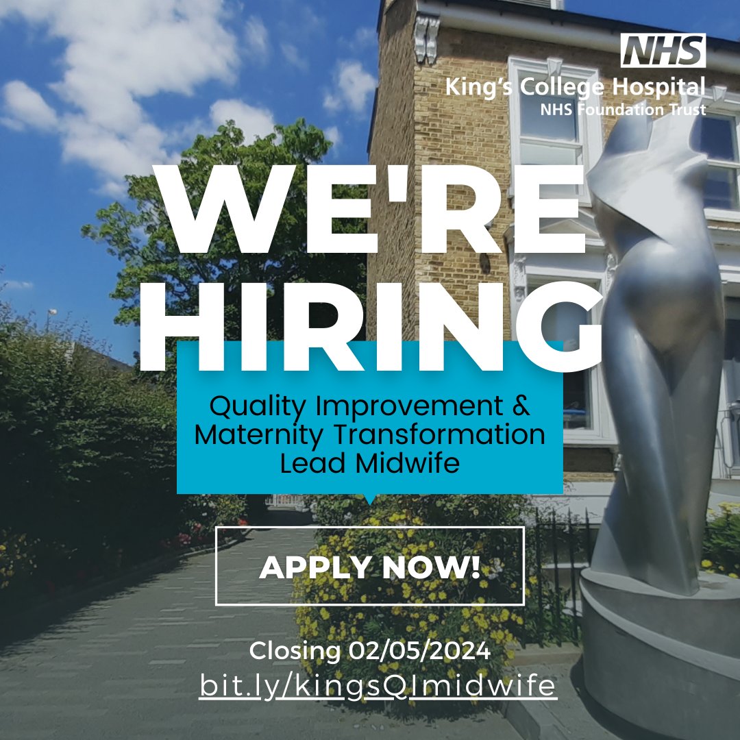 Are you a midwife with a drive to make quality improvements and lasting change in maternity services? We have an opening for a Quality Improvement & Maternity Transformation Lead Midwife. This 8b post closes 2nd May. Find out more and apply: bit.ly/kingsQImidwife #TeamKings