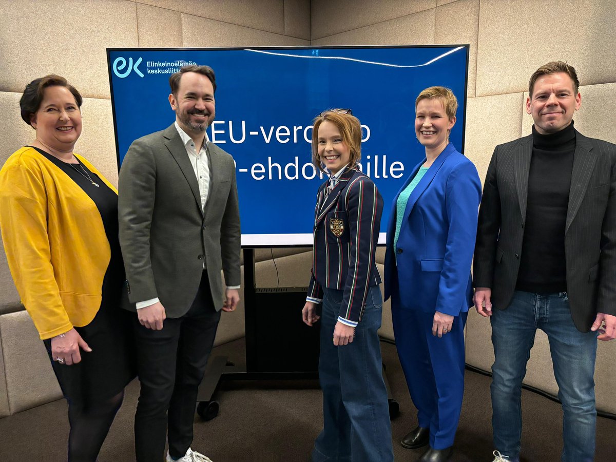 Kesän europarlamenttivaaleissa valitaan Suomelle seuraavat #MEP edustajat. EU:n tulviessa veroehdotuksia, järjestämme MEP-ehdokkaille tiiviin EU-veroinfon ti 23.4. Klo 12.15-12.45. 
ek.fi/ajankohtaista/…

<a href="/AnitaIsomaa_EK/">Anita Isomaa</a> <a href="/MarjaBlomqvist/">Marja Blomqvist</a> <a href="/tonijaa_/">Toni Jääskeläinen</a> <a href="/TomiJViitala/">Tomi Viitala</a> <a href="/RuoholaTiina/">Tiina Ruohola</a>