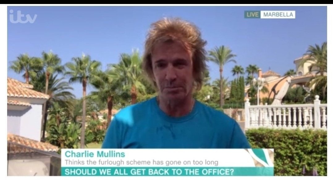 I remember this Poundland Rod Stewart, Charlie Mullins, calling people lazy b******s for working from home during peak Covid deaths, while he...worked from home. 
At his holiday villa. 
In Marbella.
Nice.
#Hypocrite
#CostOfLivingCrisis 
#GTTO