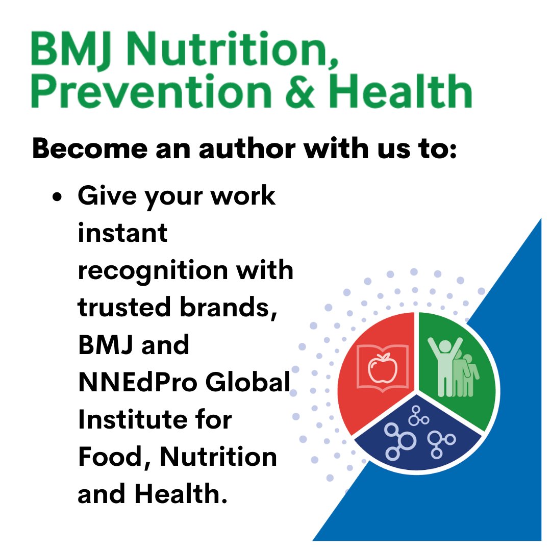 BMJ Nutrition, Prevention & Health is an open-access, peer-reviewed nutrition journal publishing the latest evidence-based research on the impact of nutrition and lifestyle on the health of individuals and populations. Publish with us now. Get started: bit.ly/3hZXxYb